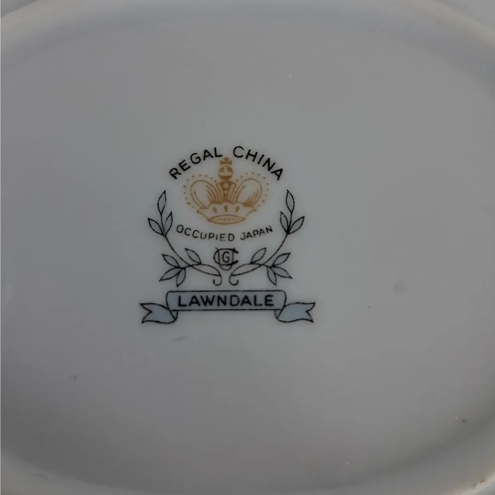 Regal China Lawndale Pattern Gravy Boat Bowl with Attached Underplate Porcelain